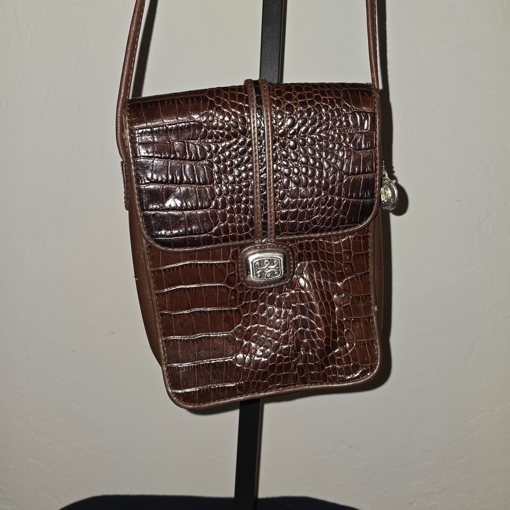Brighton Brown Croc-Embossed Crossbody Bag
